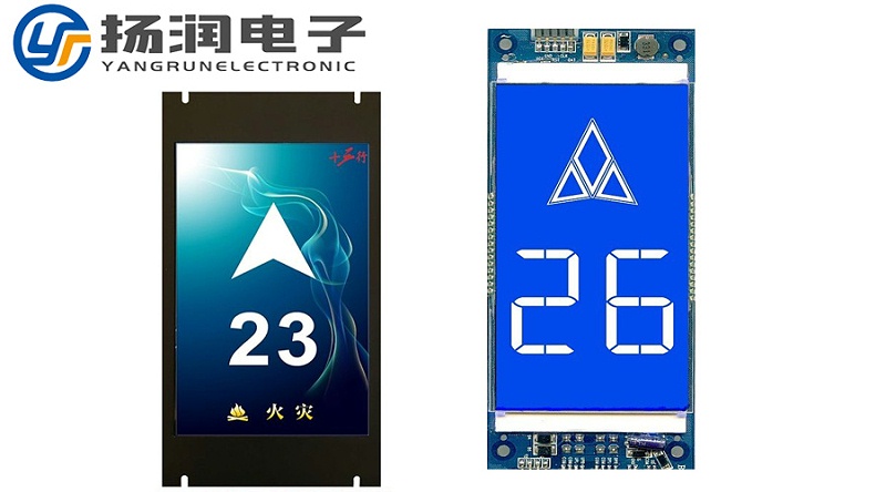 左為TFT電梯液晶屏，右為段式電梯液晶屏